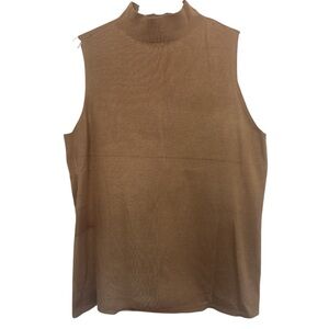 Nine West Tan Sleeveless Mock Neck Tank Top